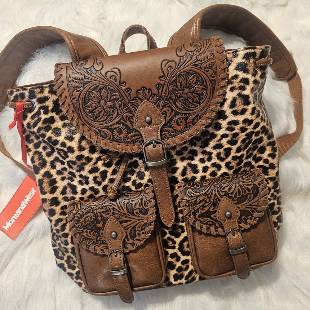 Montana West Brown and Leopard Print Backpack